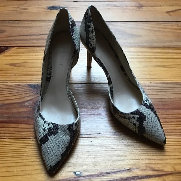 Nine West Beige Black Neutral Snakeskin Stiletto Heels, EUC, 8 - Picture 5 of 12